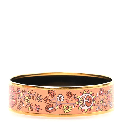 Hermes Enamel Printed Wide L'Arbre De Vie Bracelet 70 Orange 3 of 5