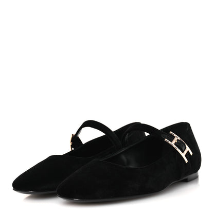 Hermes Velvet Crystal Jane Ballet Flats 37 Black 8 of 22