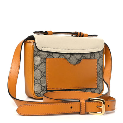 Gucci GG Supreme Monogram Calfskin Mini Padlock Flap Pocket Shoulder Bag Beige Mystic White Sun Oil 3 of 10