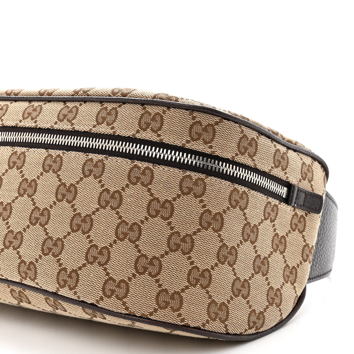 Gucci Monogram Dollar Calfskin Waist Pouch Beige Ebony Testa di Moro Marrone Scuro 10 of 10