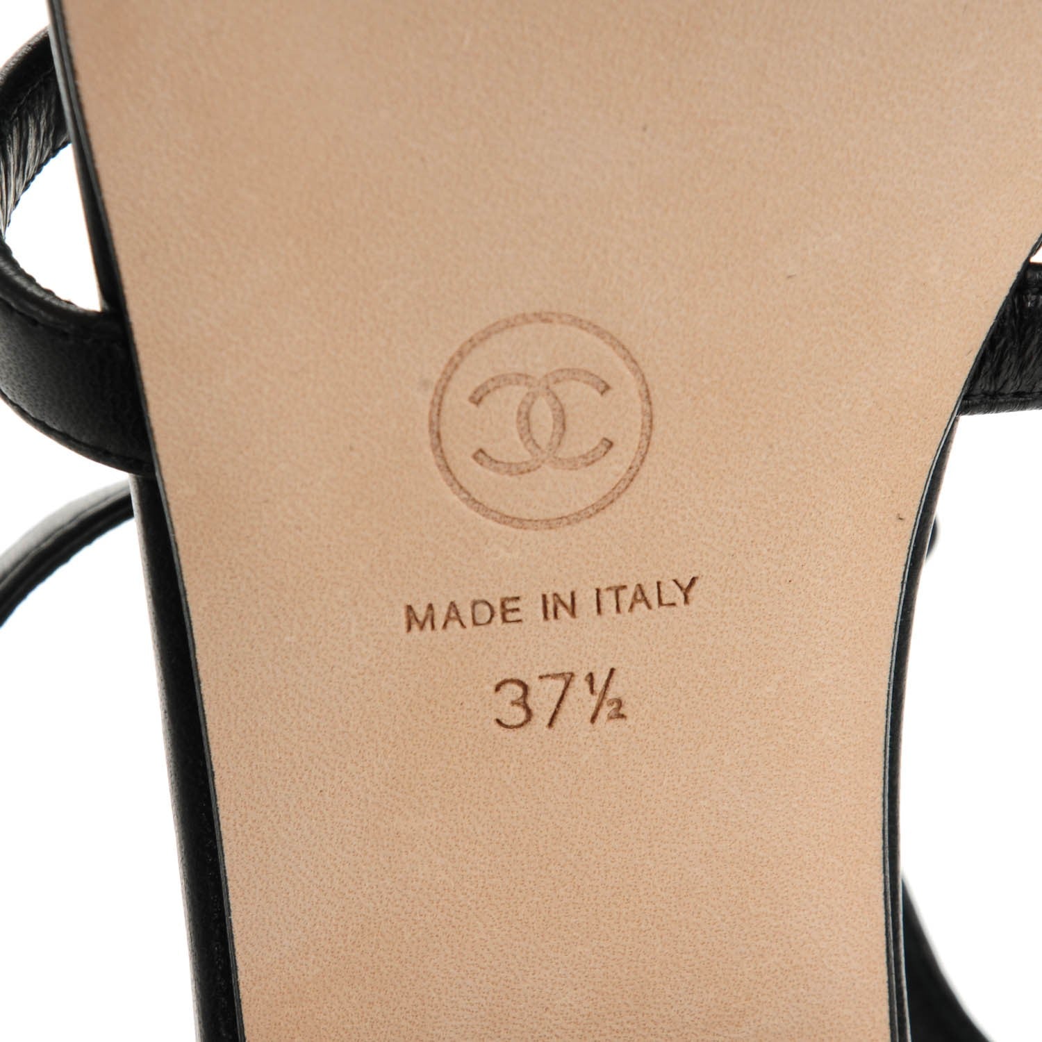 Chanel Lambskin Pearl Bow Sandals 37.5 Black 7 of 7