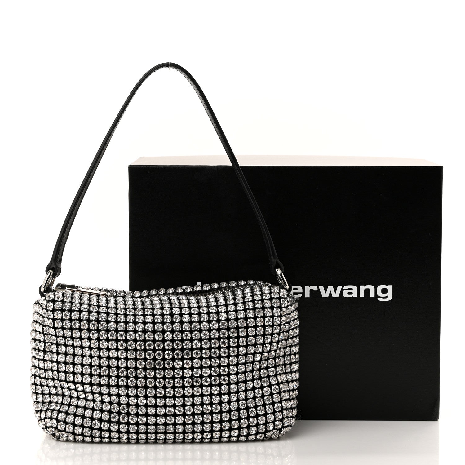 Alexander Wang Mesh Crystal Rhinestone Mini Heiress Pouch Black