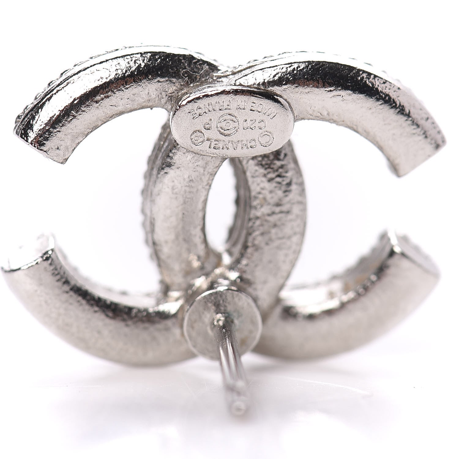 Chanel Crystal CC Earrings Silver 3 of 5