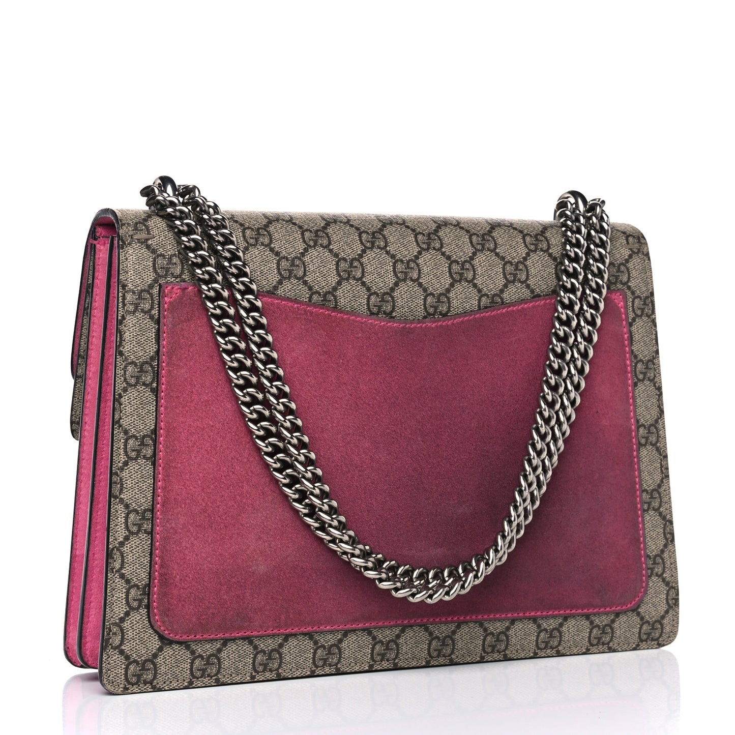 GG Supreme Monogram Suede Pierced Heart Embroidered Medium Dionysus Shoulder Bag Beige Ebony Pink Tropical Flower