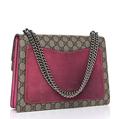 Gucci GG Supreme Monogram Suede Pierced Heart Embroidered Medium Dionysus Shoulder Bag Beige Ebony Pink Tropical Flower 2 of 15