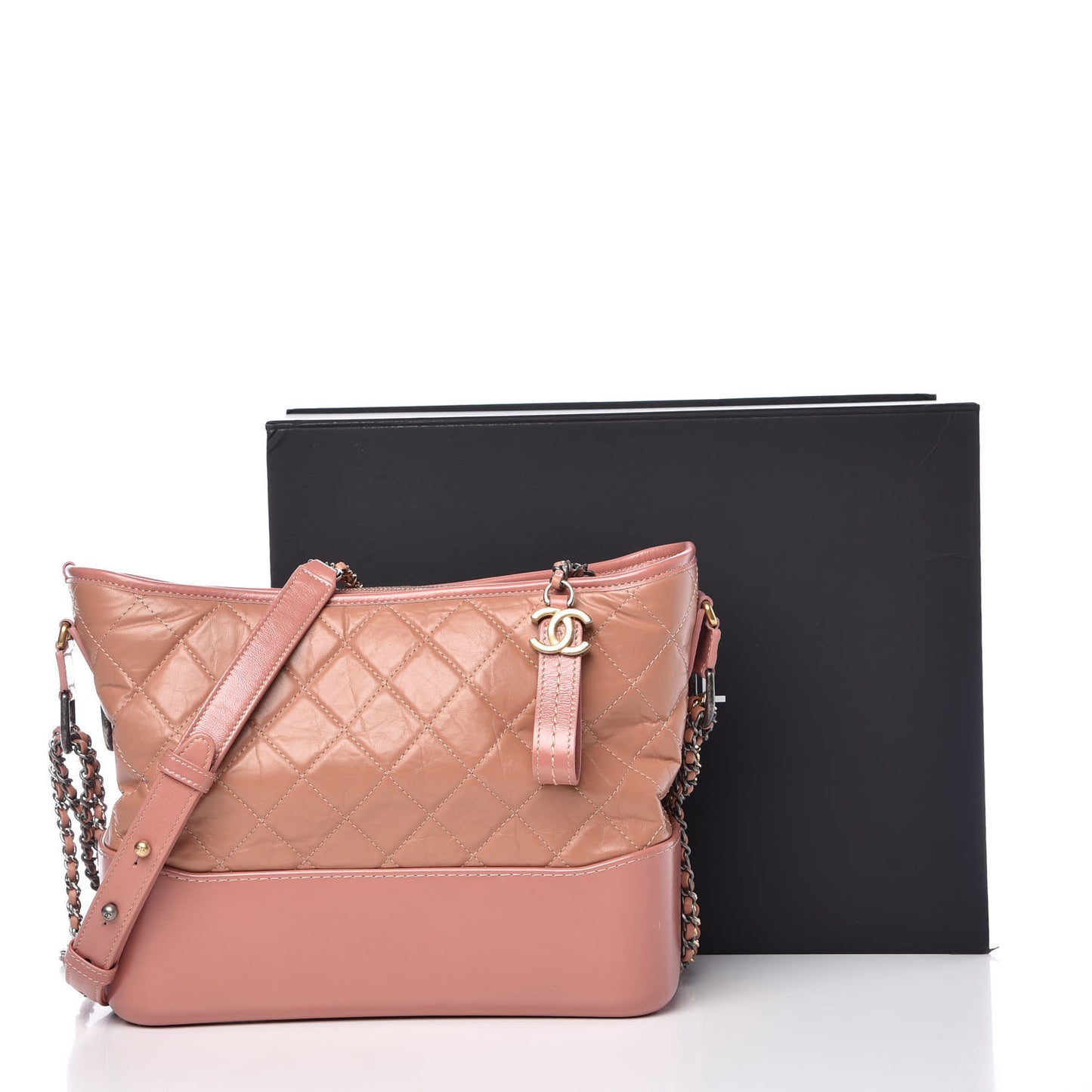 Aged Calfskin Quilted Medium Gabrielle Hobo Pink