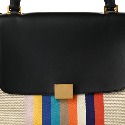 Celine Smooth Calfskin Striped Canvas Small Trapeze Multicolor 7 of 12
