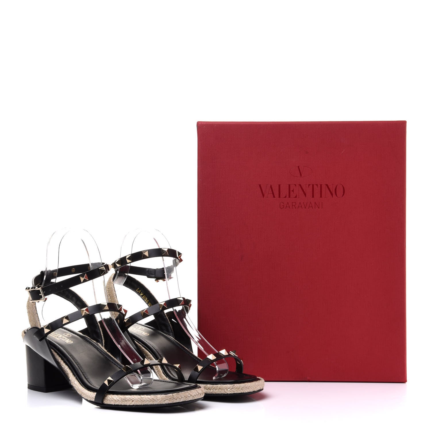 Valentino Garavani Calfskin Rockstud Ankle Strap Espadrille 10/60mm Sandals 39 Black 10 of 10