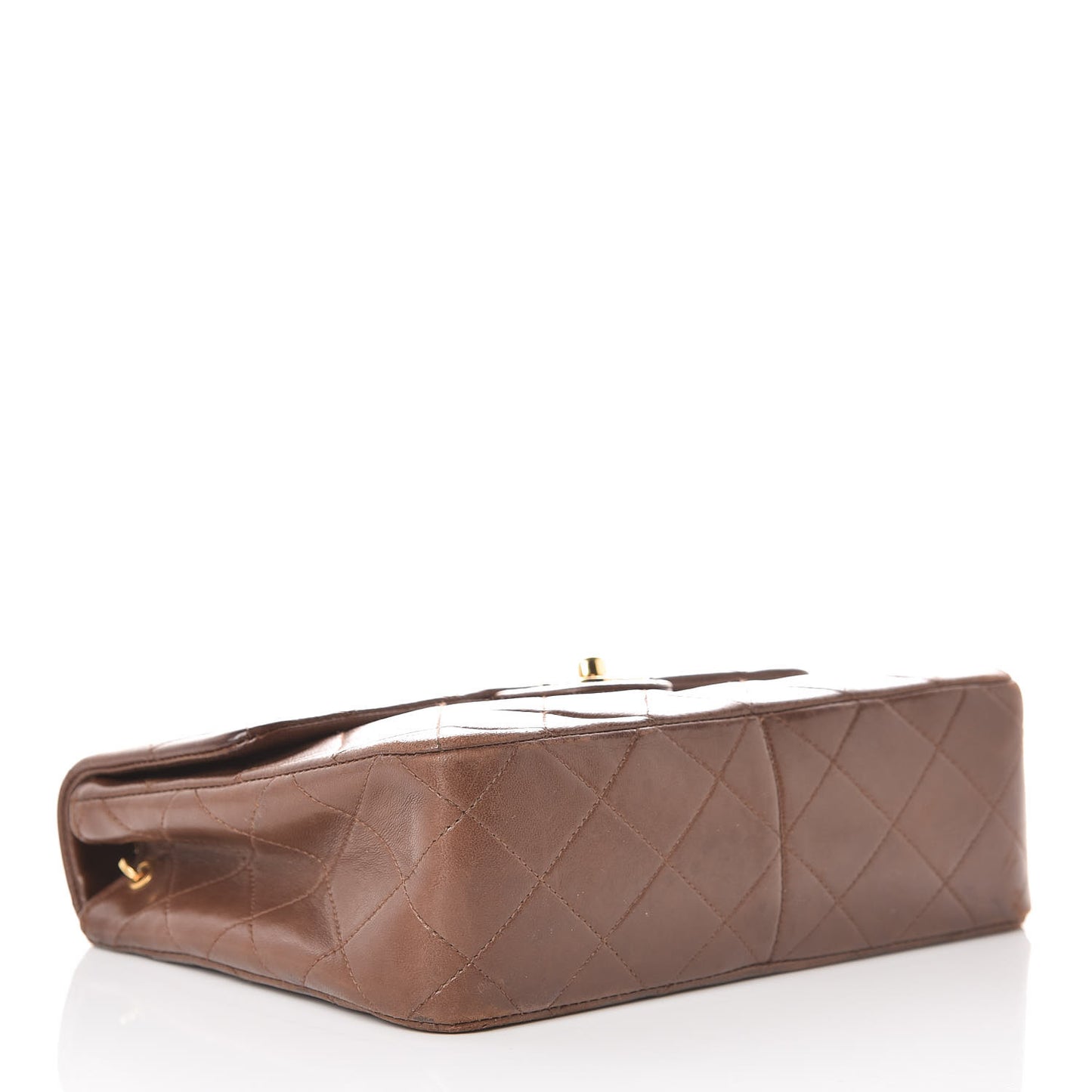 Lambskin Quilted Mini Square Flap Brown