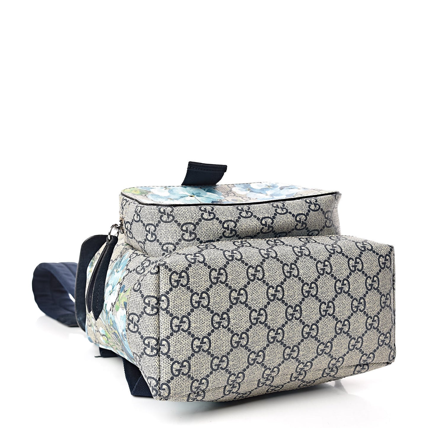GG Supreme Monogram Blooms Small Single Buckle Backpack Beige Blue Navy