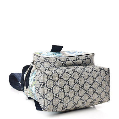 Gucci GG Supreme Monogram Blooms Small Single Buckle Backpack Beige Blue Navy 4 of 9