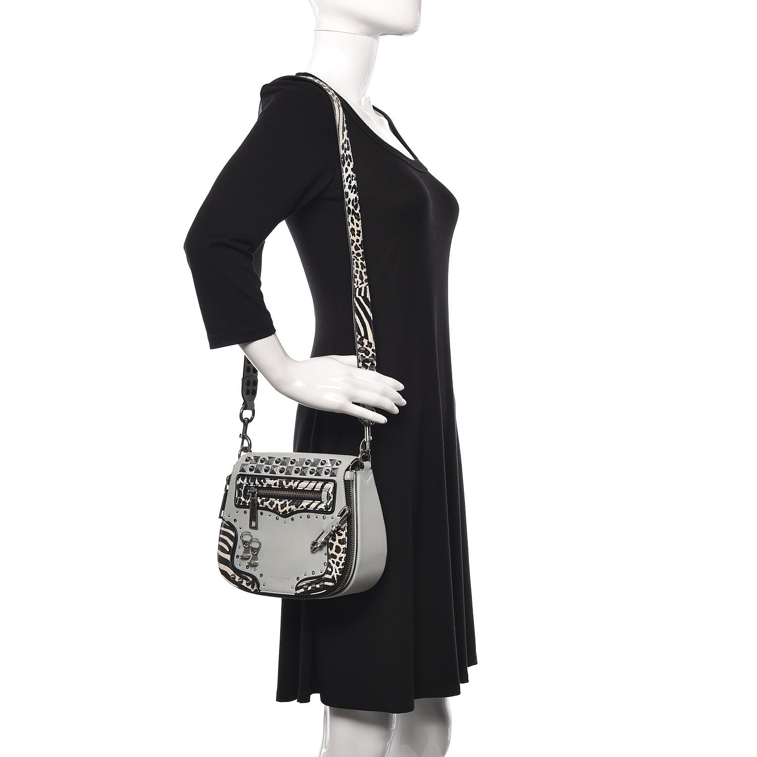 Marc Jacobs Calfskin Embellished Animal Mashup Saddle Bag Frost Multi 2 of 12