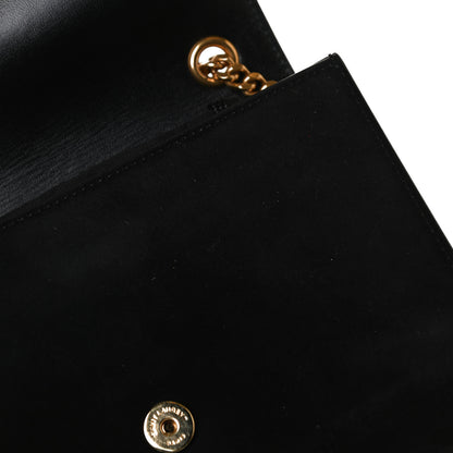 Saint Laurent Suede Embroidered Small Monogram Kate Satchel Black 16 of 16