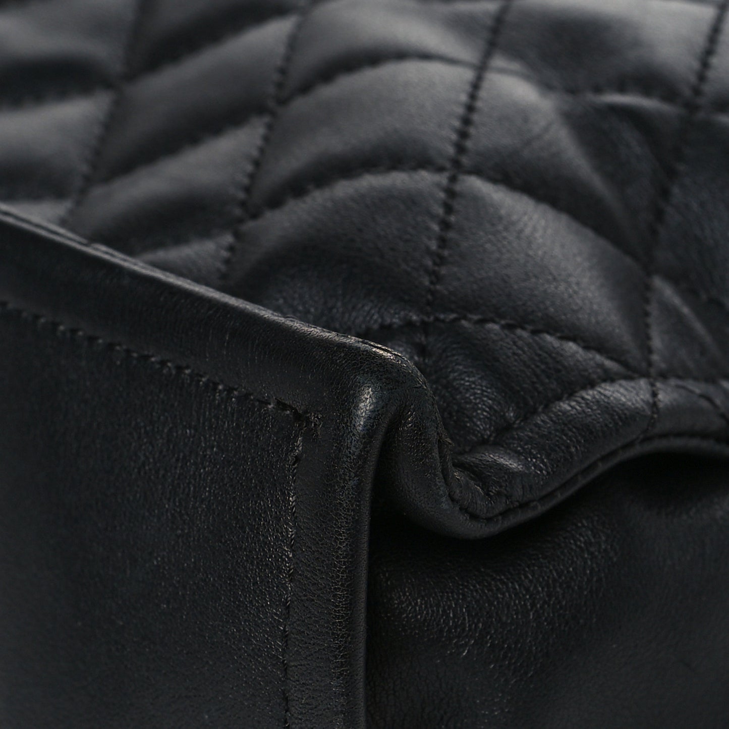 Calfskin Quilted Large Boy Tote Black