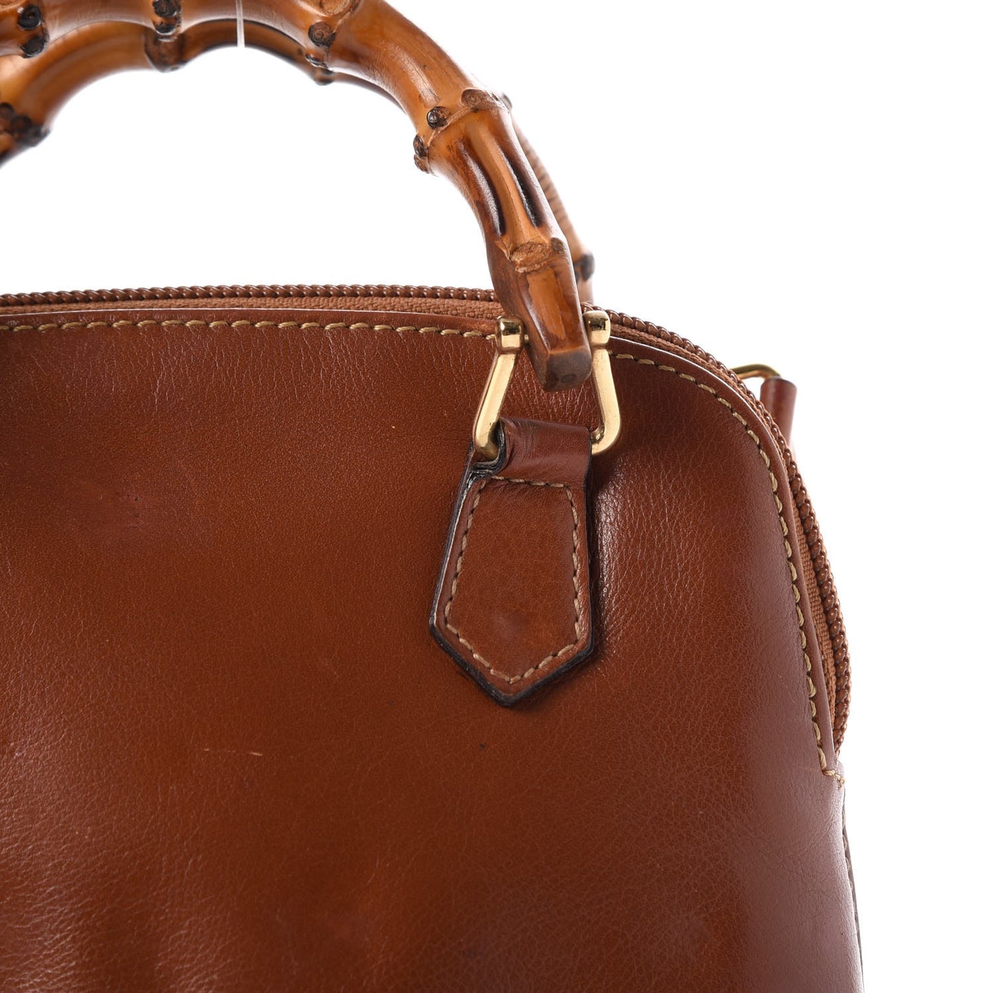 Calfskin Mini Bamboo Handle Bag Brown