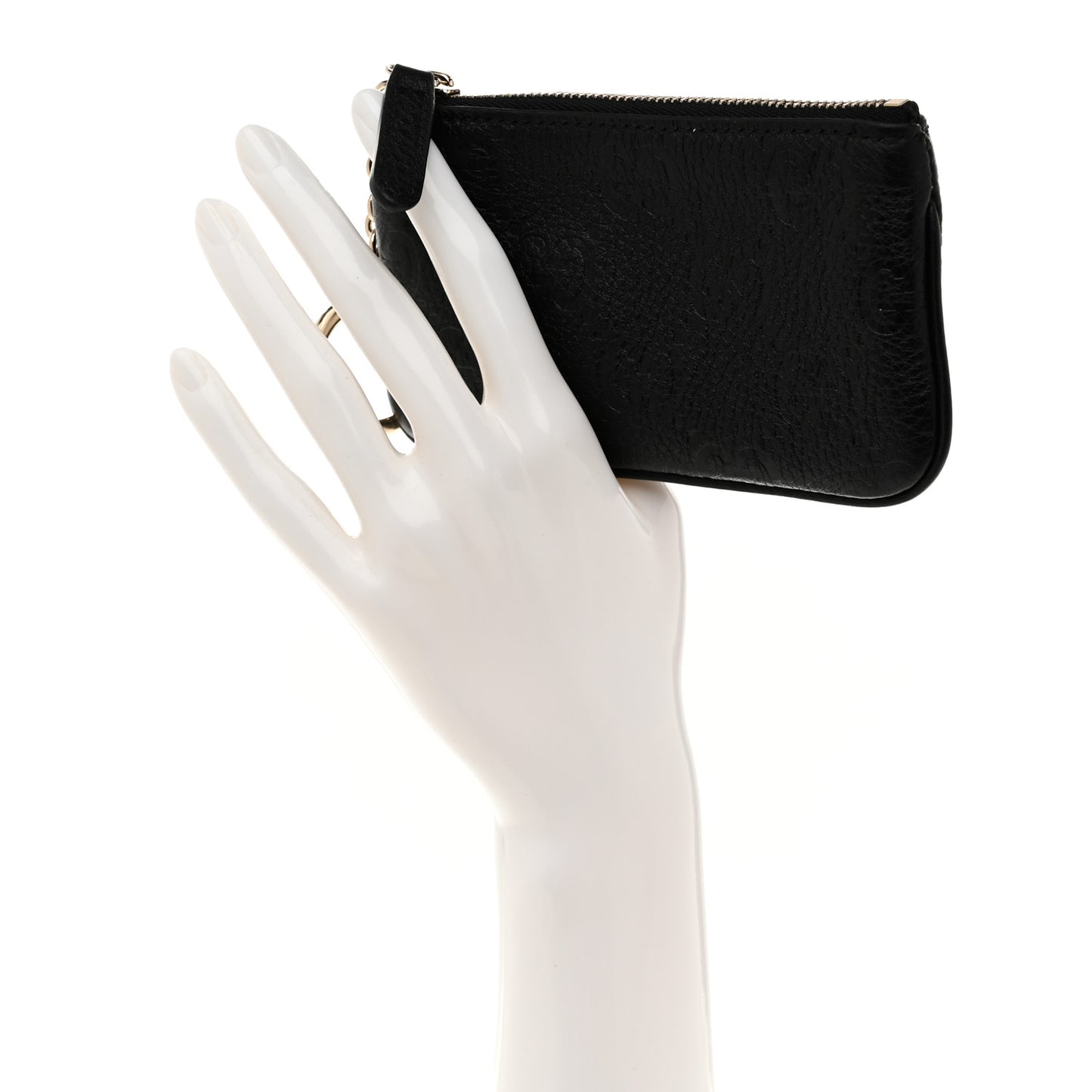 Guccissima GG Emblem Zip Key Case Black