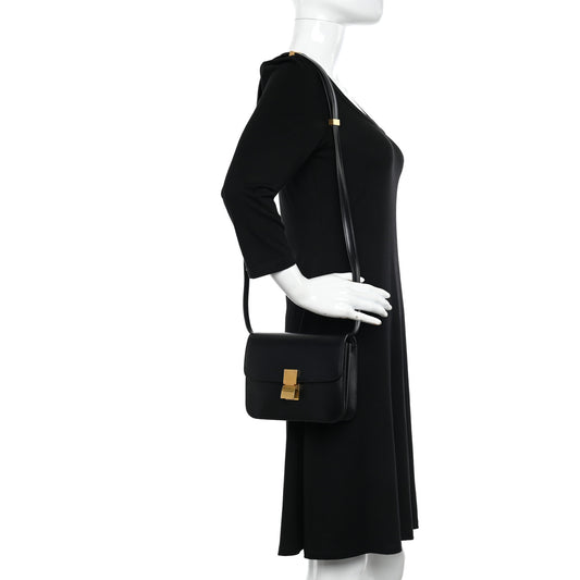 Box Calfskin Teen Classic Box Flap Bag Black