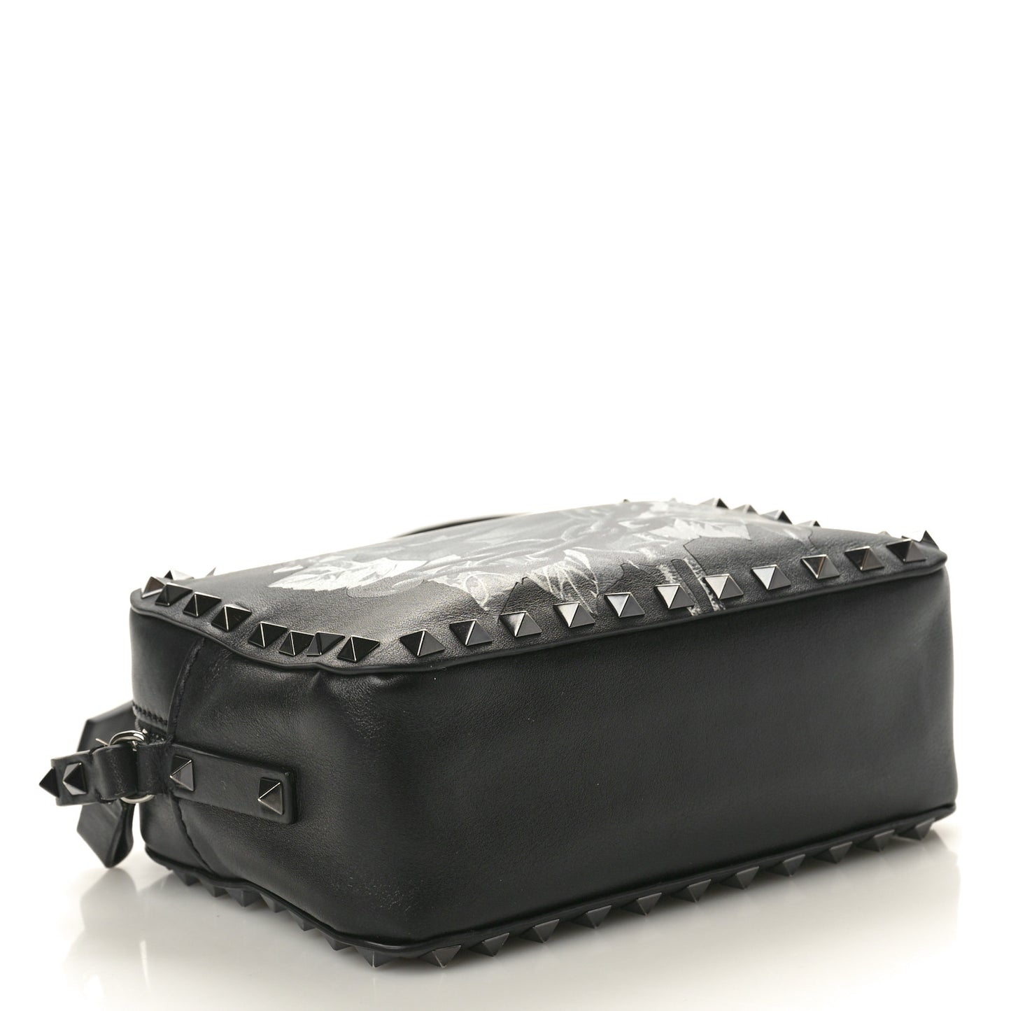 X UNDERCOVER Calfskin Rockstud Rose Print Camera Crossbody Bag Black