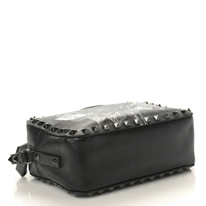 Valentino Garavani X UNDERCOVER Calfskin Rockstud Rose Print Camera Crossbody Bag Black 4 of 10