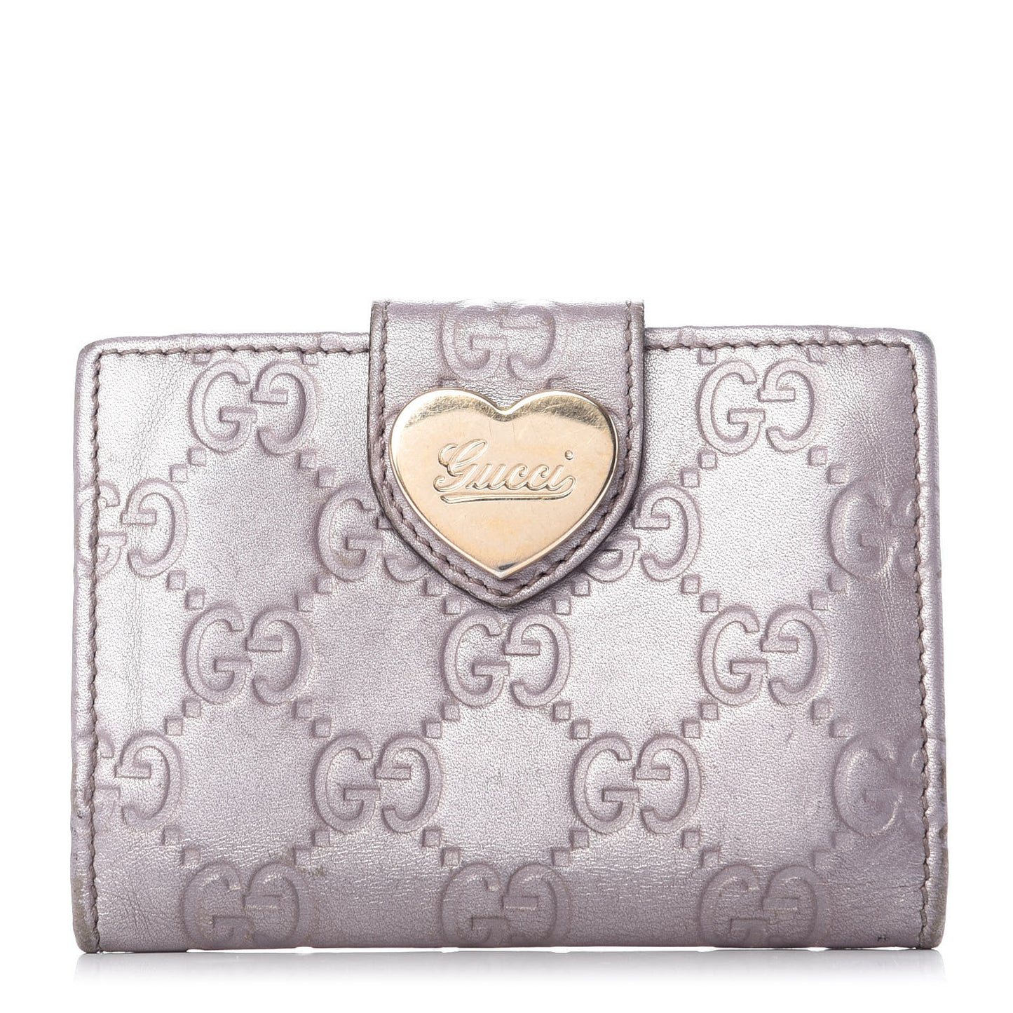 Metallic Guccissima Heart Travel Wallet Lavender