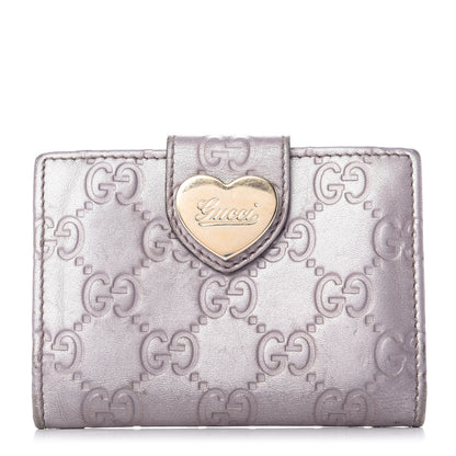 Gucci Metallic Guccissima Heart Travel Wallet Lavender 1 of 6