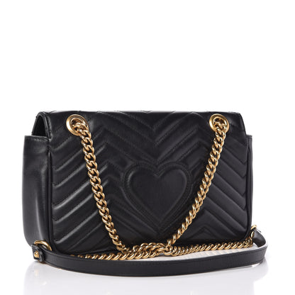 Gucci Calfskin Matelasse Small GG Marmont Shoulder Bag Black 3 of 10
