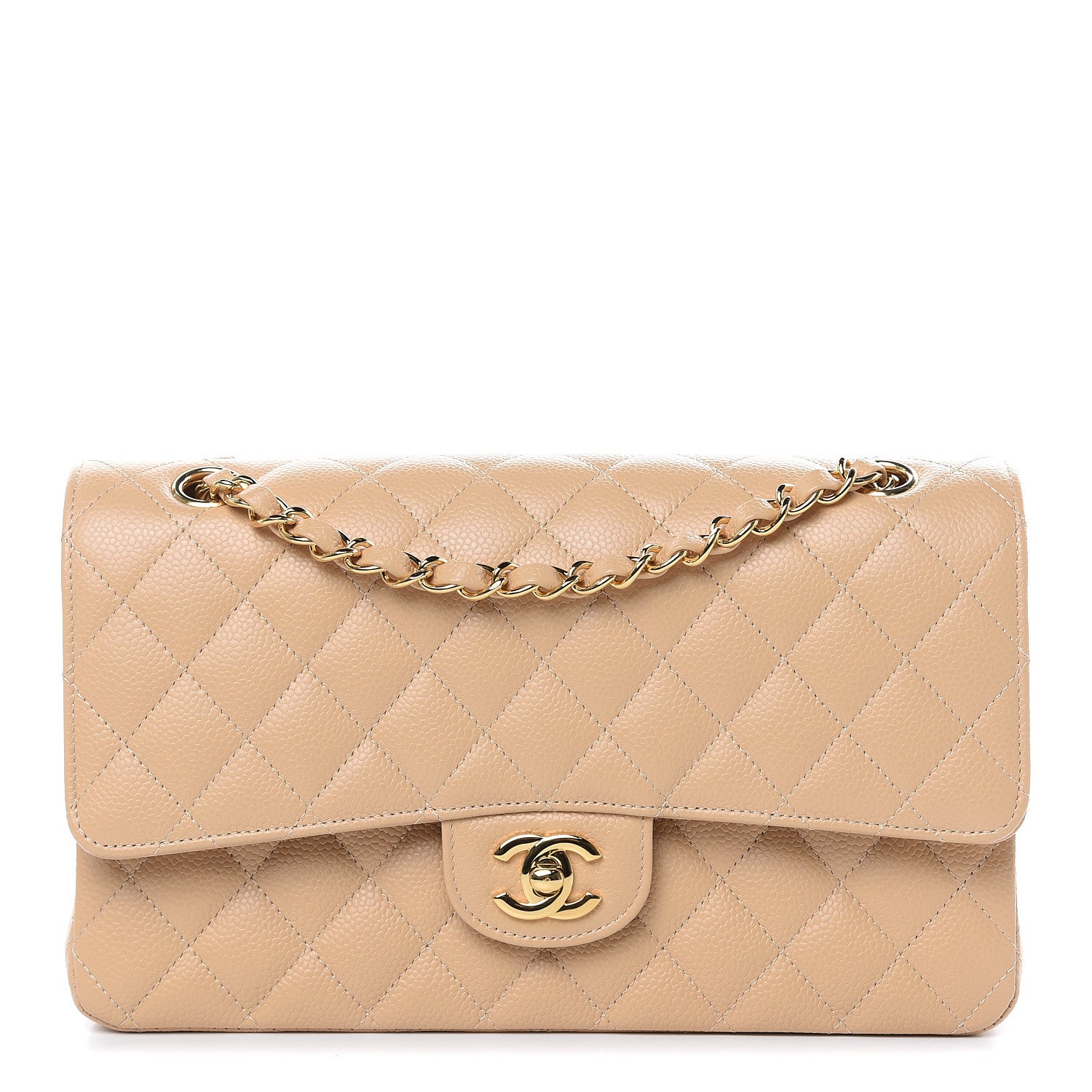 Chanel Caviar Quilted Medium Double Flap Light Beige 1 of 11