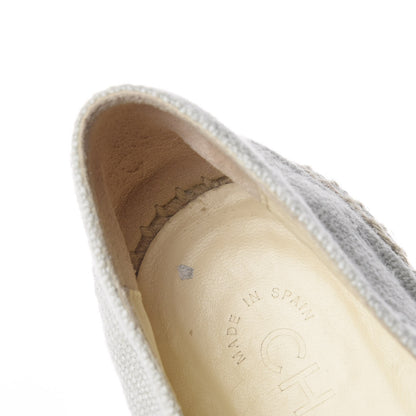 Chanel Linen CC Espadrilles 37 Beige Black 10 of 14