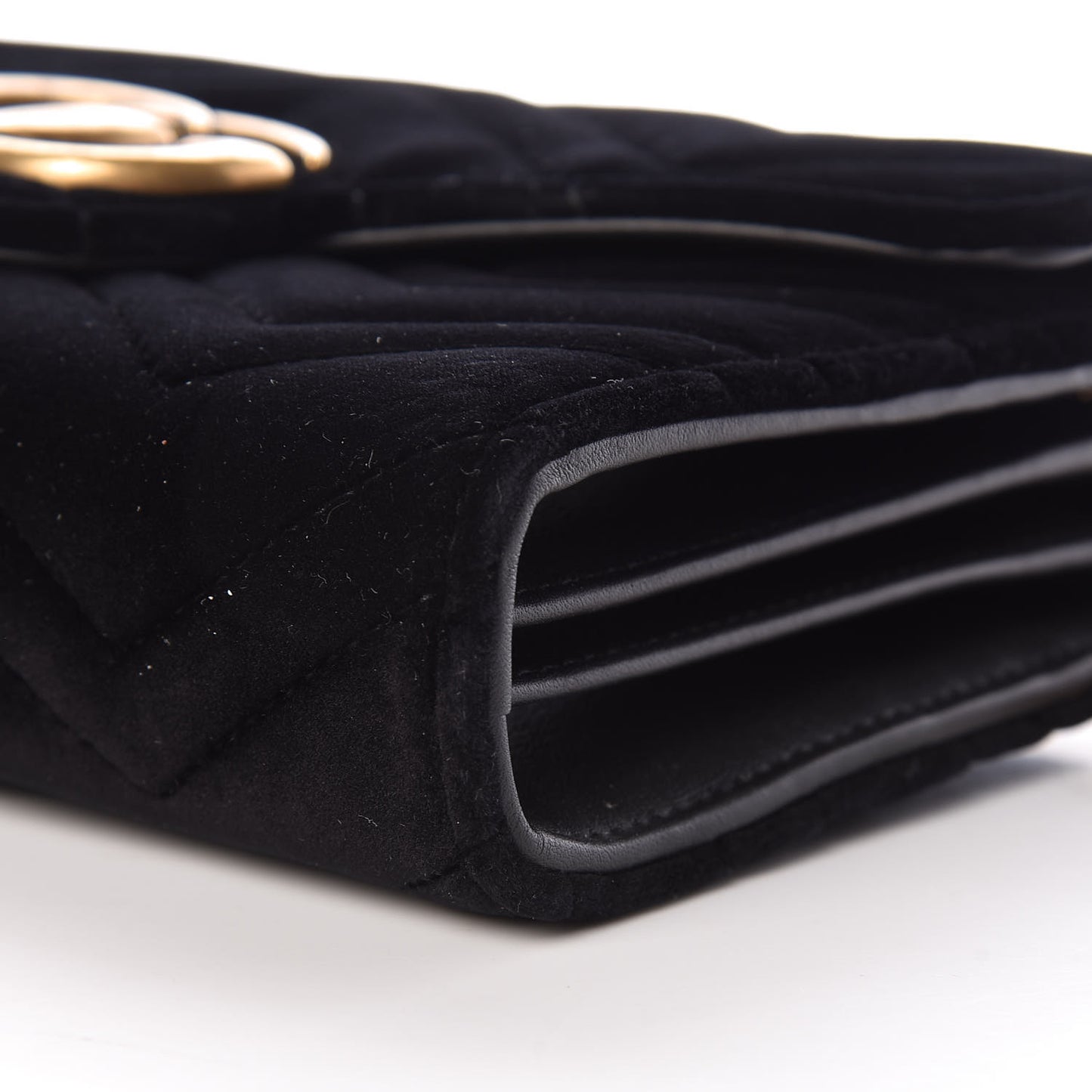 Velvet Matelasse GG Marmont Chain Wallet Black