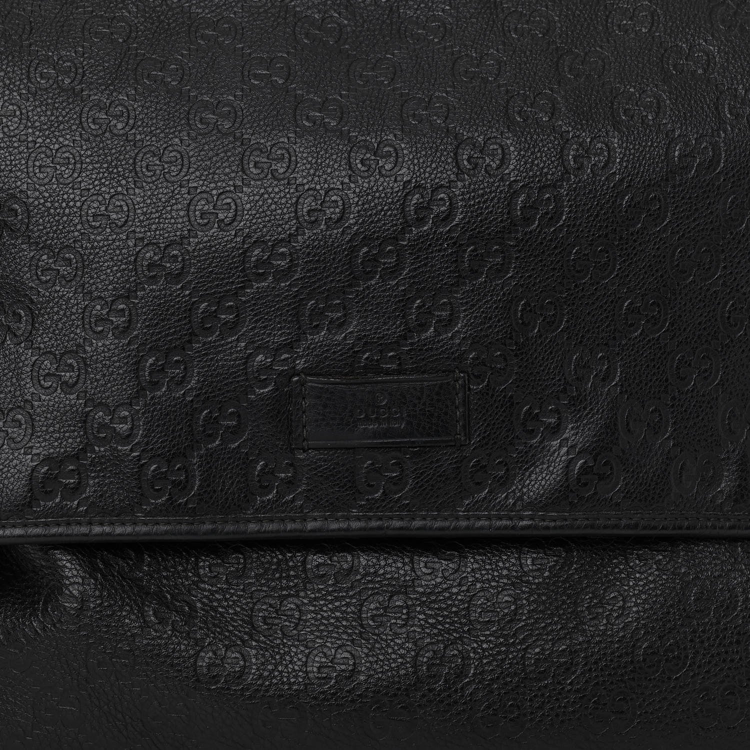 Gucci Guccissima Medium Flap Messenger Bag Black 10 of 12