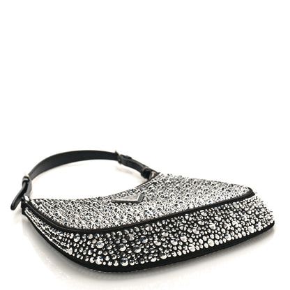 Prada Satin Crystal Cleo Adjustable Strap Shoulder Bag Metal 4 of 8