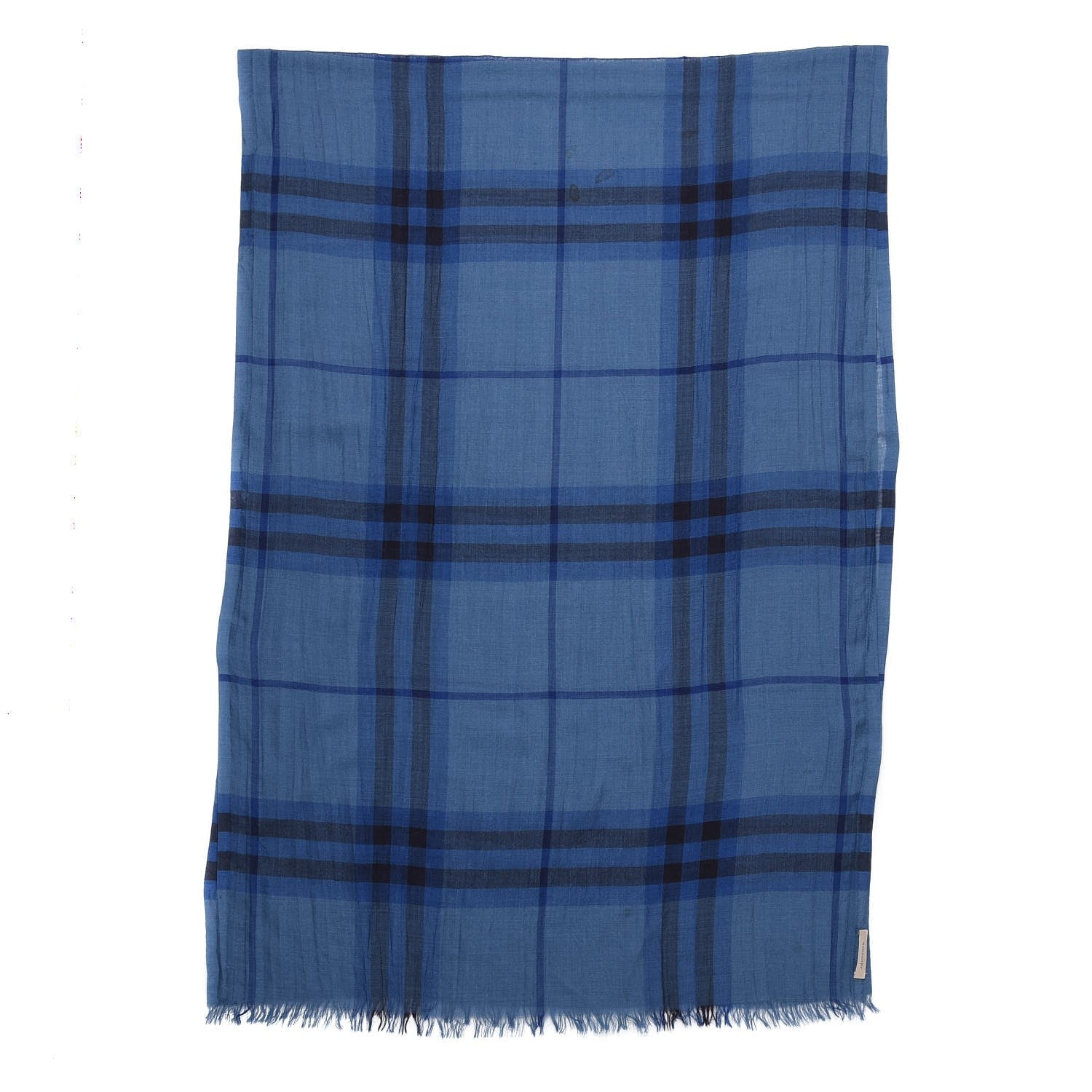 Burberry Wool Silk Gauze Giant Check Scarf Blue 4 of 7