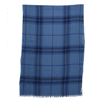 Burberry Wool Silk Gauze Giant Check Scarf Blue 4 of 7
