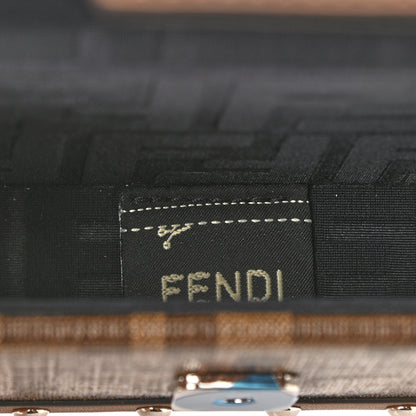 Fendi Shiny Glazed Fabric Vachetta FF 1974 Mini Baguette Trunk Mogano Panna Cuoio 7 of 10