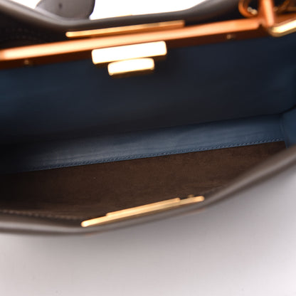 Fendi Vitello Seta Shiny Nappa Medium Peekaboo Iconic Satchel Carbone Blue 5 of 10