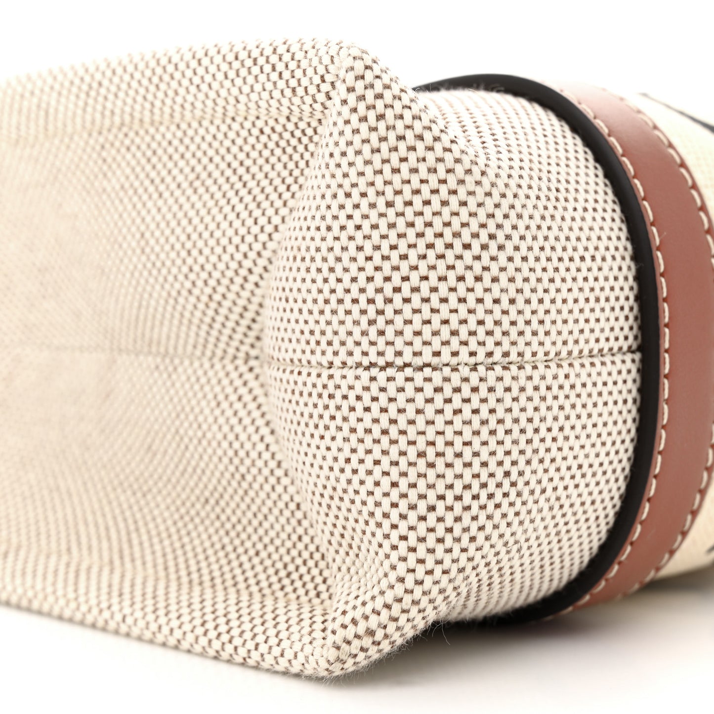 Cotton Calfskin Small Woody Ribbon Tote With Strap White Brown