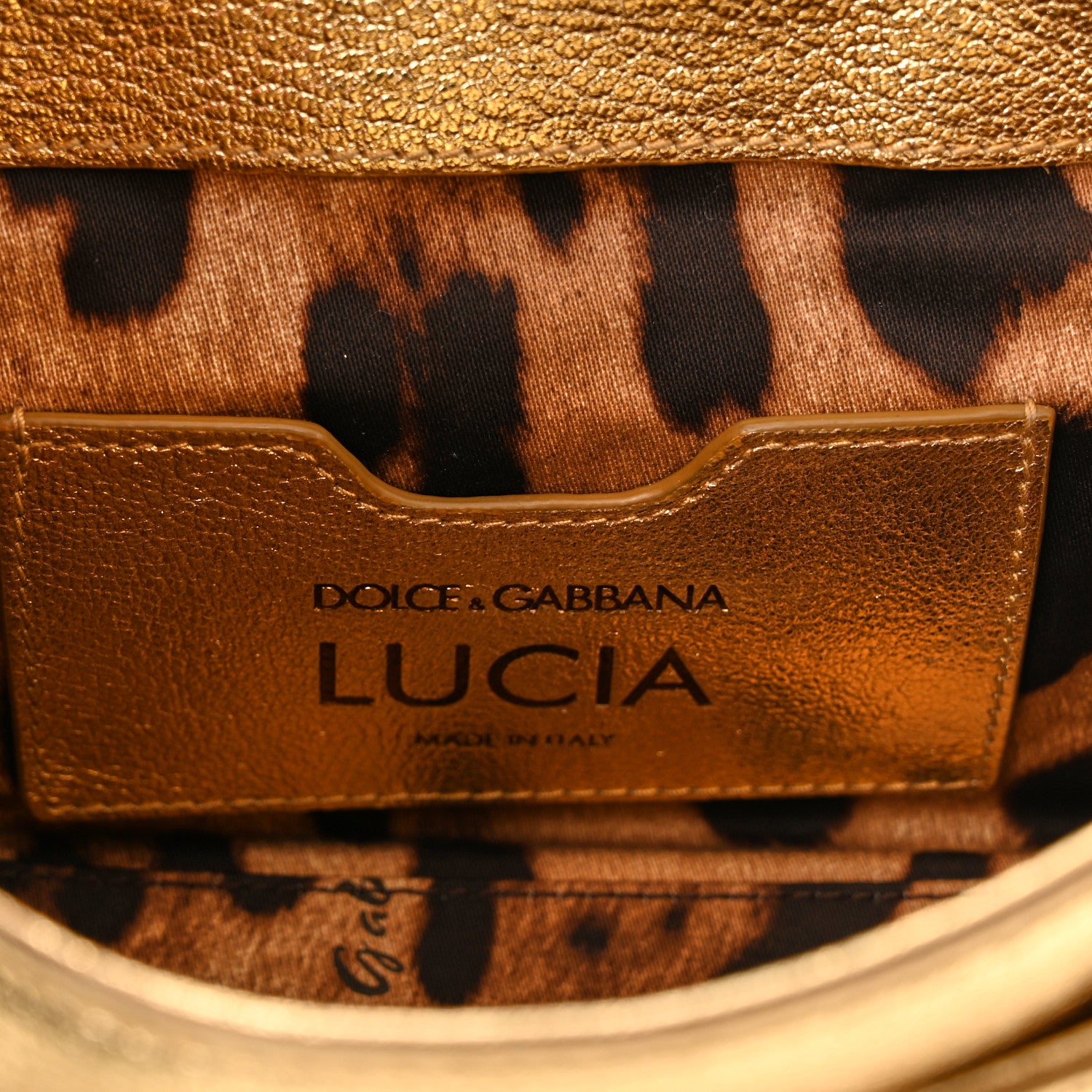 Dolce & Gabbana Metallic Calfskin Crystal Embellished Lucia Shoulder Bag Gold Multicolor 6 of 12
