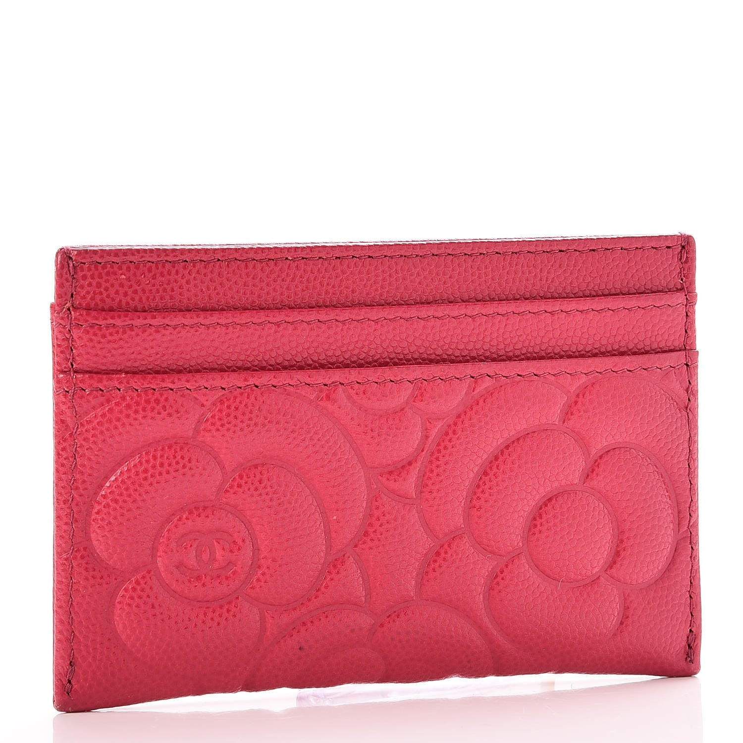 Chanel Caviar Camellia Embossed Card Holder Fuchsia 3 of 9