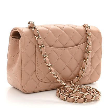 Chanel Lambskin Quilted Mini Rectangular Flap Beige 3 of 10