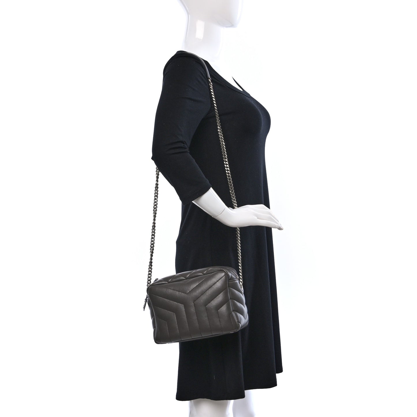 Calfskin Y Quilted Monogram Small Loulou Bowling Bag Earth