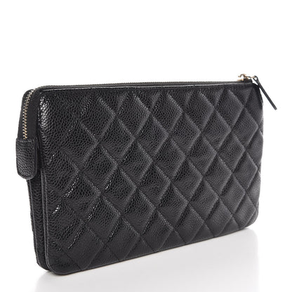 Chanel Iridescent Caviar Quilted Large Zipped Clutch Black 3 of 9