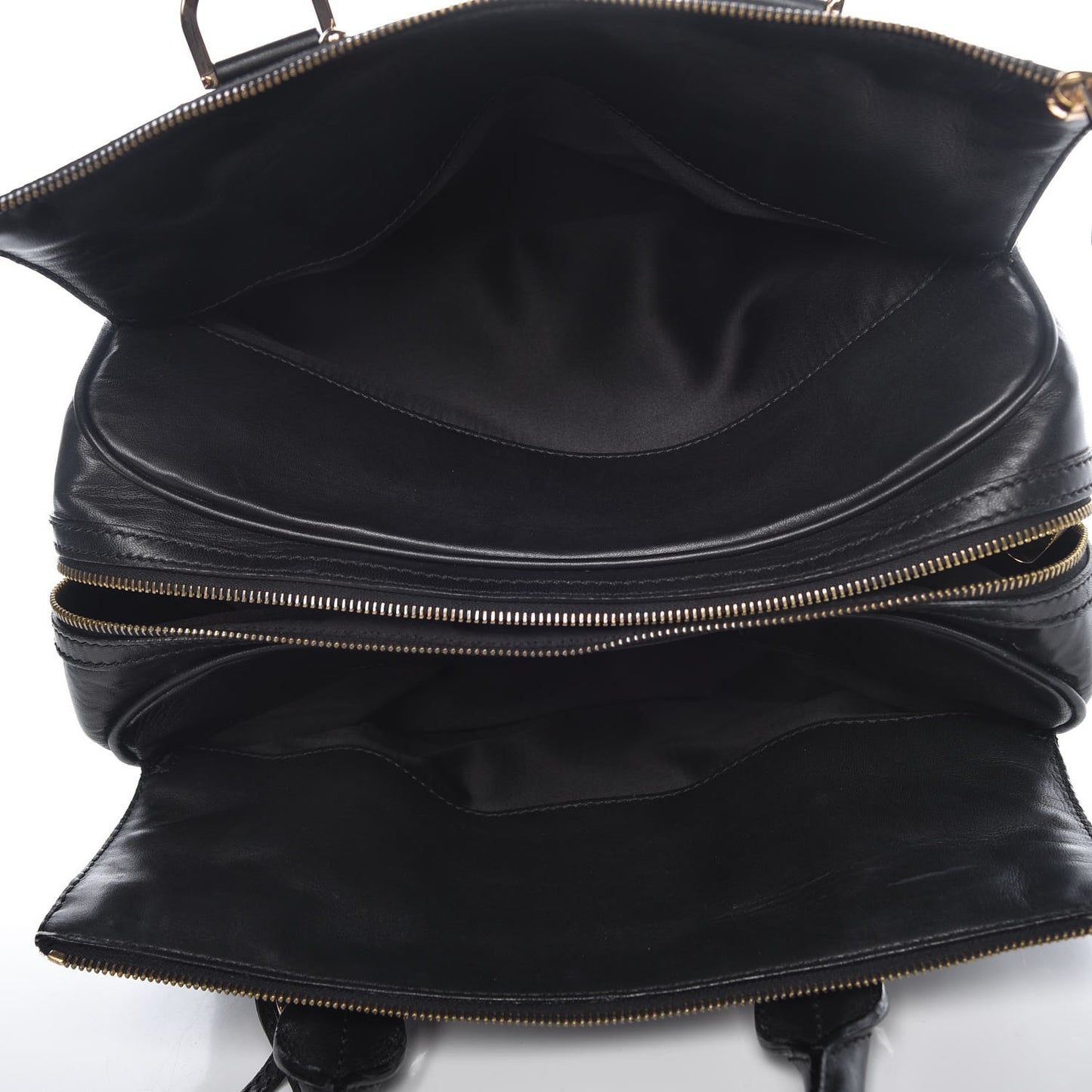 Perforated Calfskin Madonna Satchel Black