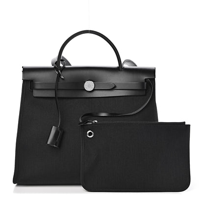 Hermes Military Toile Vache Hunter Herbag Zip PM 31 Black 1 of 13