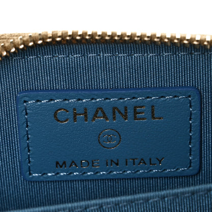 Chanel Metallic Aged Calfskin Chevron Quilted Multicolor Stitch Zip Around Coin Purse Gold 6 of 10
