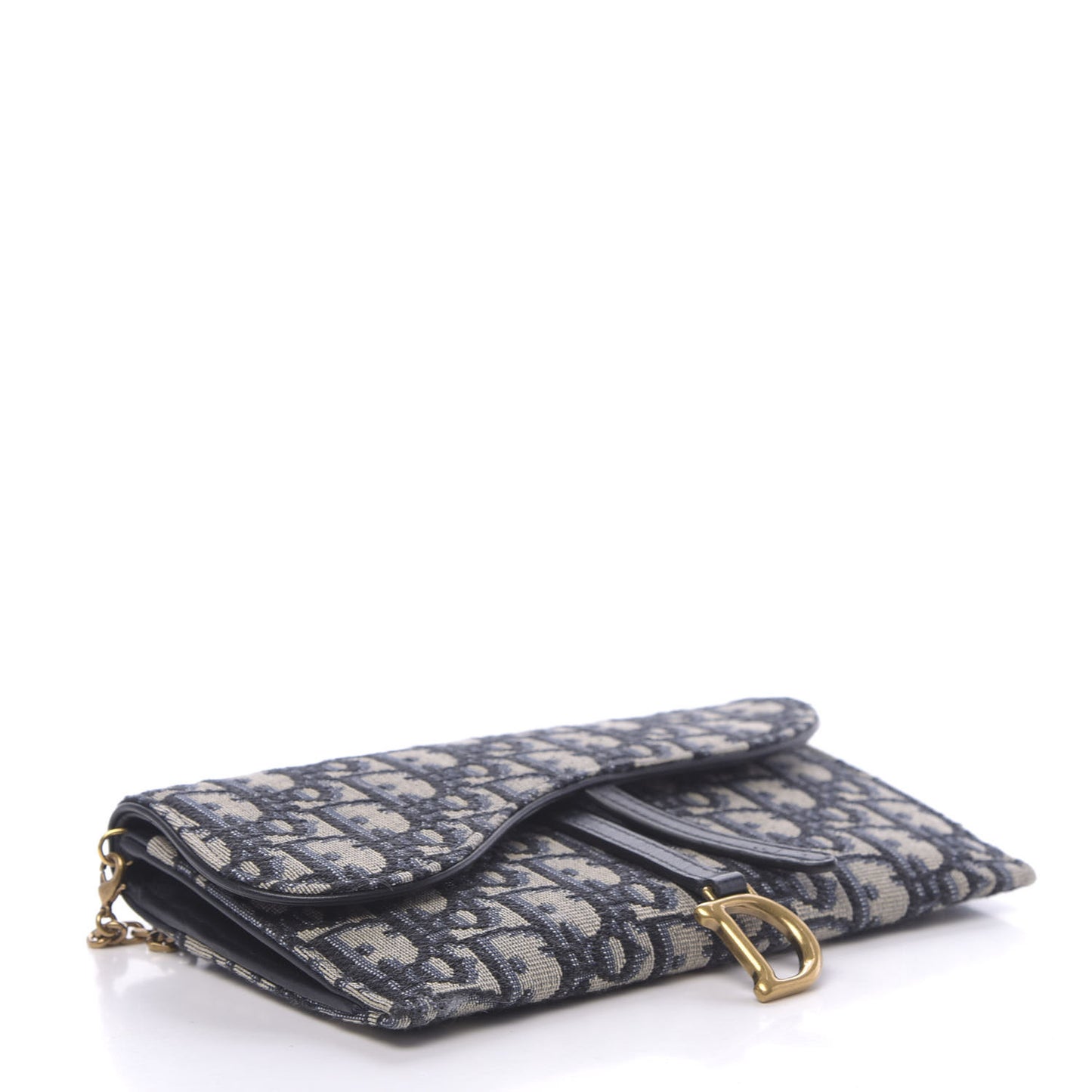 Oblique Saddle Chain Long Wallet Blue