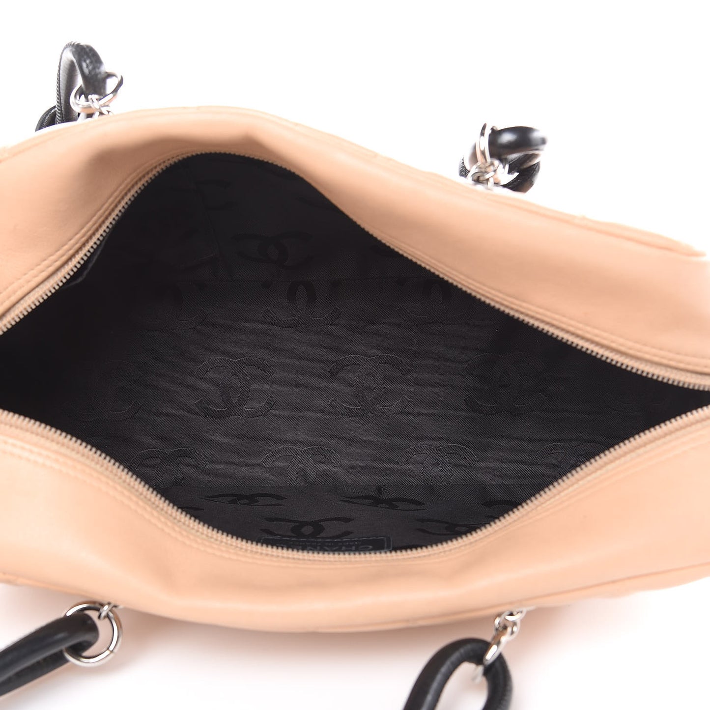 Calfskin Quilted Large Cambon Bowler Beige Black