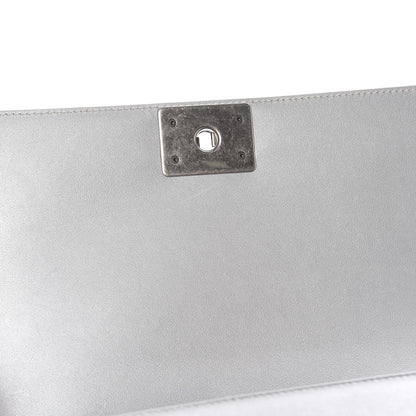 Chanel Metallic Calfskin Quilted Medium Boy Flap Silver 10 of 16
