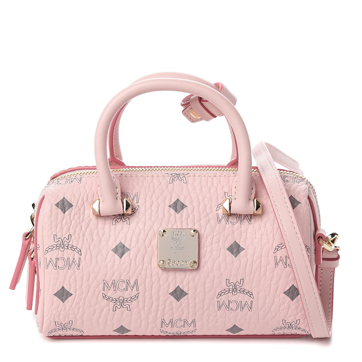 MCM Visetos Mini Essential Boston Powder Pink 534733 – FASHIONPHILE