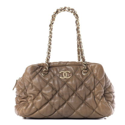 Chanel Lambskin Bubble Quilt Bowler Dark Beige 1 of 9