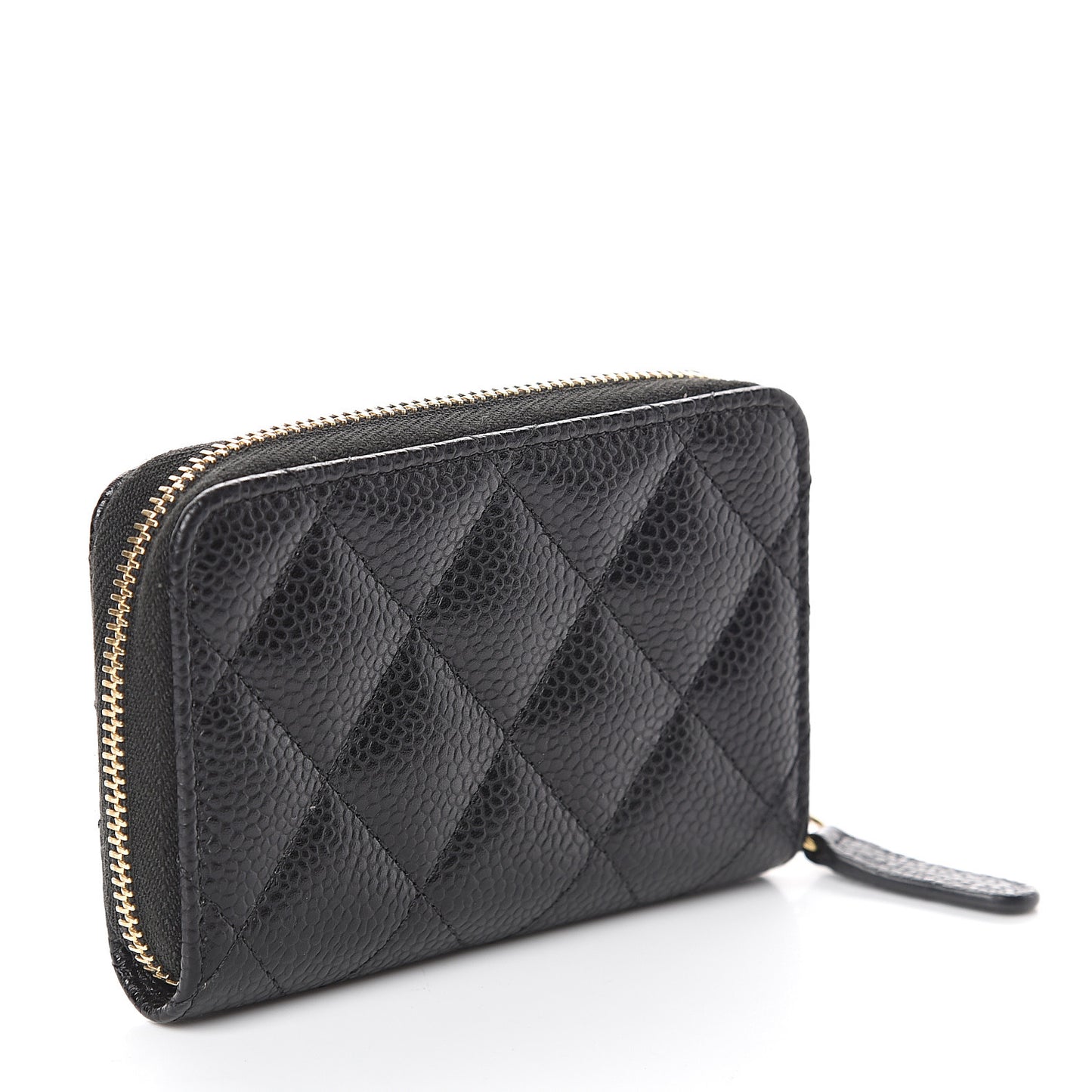 Caviar Quilted Zip Coin Purse Black